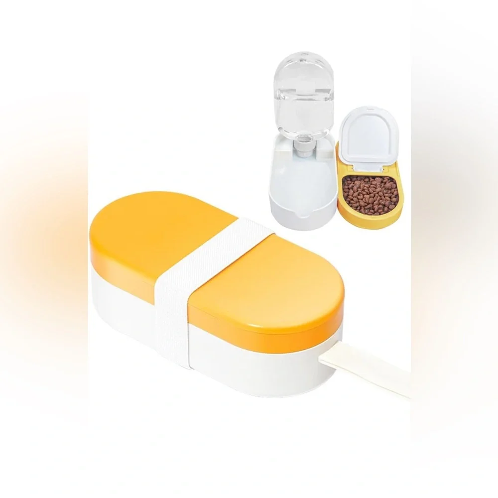 Portable Dog Food and Water Bowl - Yellow and Blue Bundle of 2